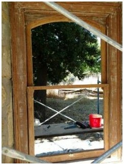 Before: view of window during restoration from the interior